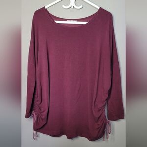 Bryn Walker Women's Burgundy Long Sleeve Top S Oversized Tunic